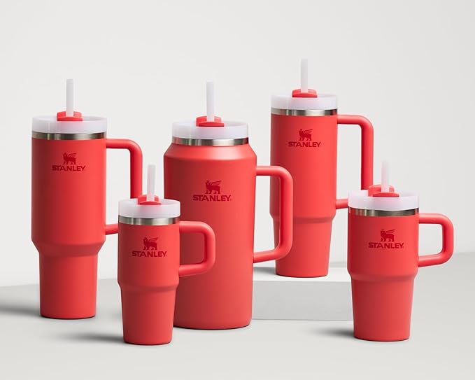 Stanley Quencher H2.0 Tumbler with Handle and Straw 20 oz | Flowstate 3-Position Lid | Cup Holder Compatible for Travel | Insulated Stainless Steel Cup | BPA-Free | Hot Coral