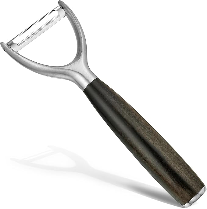 Serrated Blade Premium Y Type 304 Stainless Steel Multifunctional Kitchen Peeler Real Wood Handle Ultra Sharp Blade Vegetable Potato Apple（Agarwood） - Bloomnest