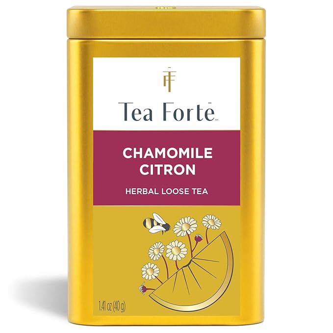 Tea Forte Chamomile Citron Premium Loose Leaf Caffeine-Free Herbal Tea Blend Canister, Makes 35-50 Cups - Bloomnest