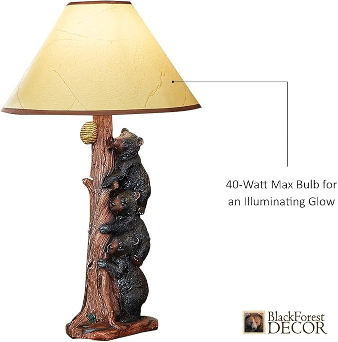 BLACK FOREST DECOR Three Black Bears Table Lamp - Bloomnest