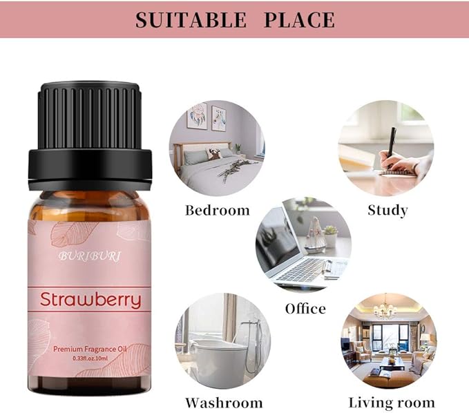 BURIBURI Strawberry Fragrance Oil, Premium Grade Strawberry Scented Oil 10ml Essential Oil for Diffusers, Candle Making - Bloomnest