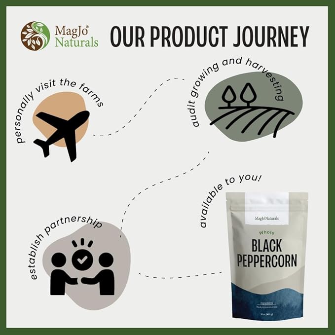 MagJo Naturals Black Peppercorn (whole), Exclusive Cambodian Memot Black Pepper - Bloomnest