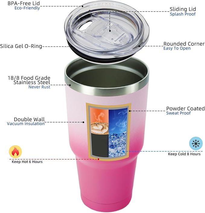 BJPKPK 30 oz Tumbler With Lid And Straw, Travel Coffee Mug,Cherry Blossom - Bloomnest