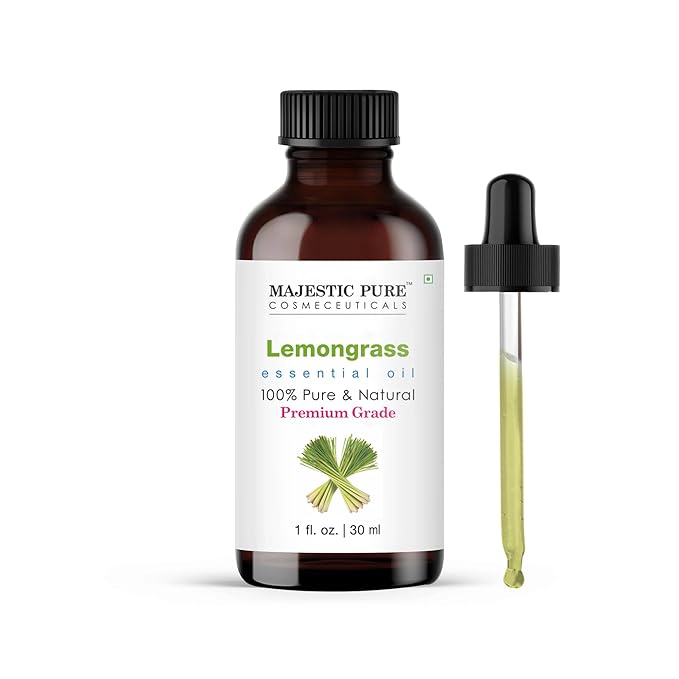 Majestic Pure Lemongrass Essential Oil with Glass Dropper - 1 Fl Oz - 100% Pure and Natural Lemongrass Oil - Premium Grade Essential Oils for Diffuser, Aromatherapy, Soap and Candle Making - Bloomnest