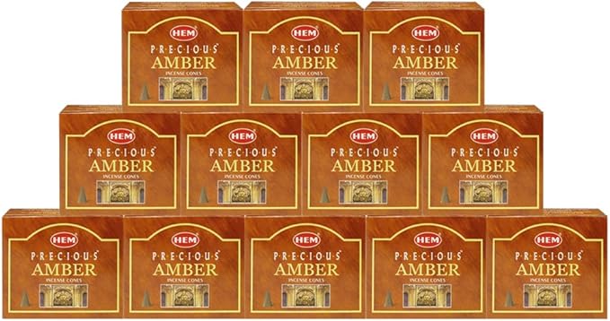 TRUMIRI Precious Amber Incense Cones & Cone Incense Burner Bundle: 120pcs (12 Sets of 10pcs) TRUMIRI