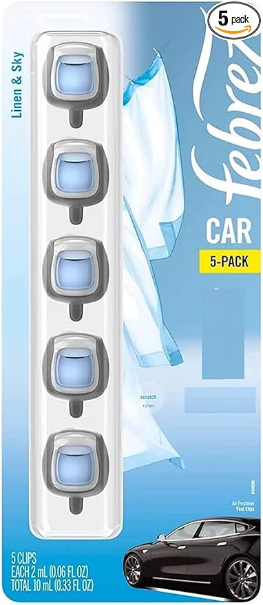 Febreze Air Freshener Car Vent Clips, Linen & Sky (5 Count) - Bloomnest