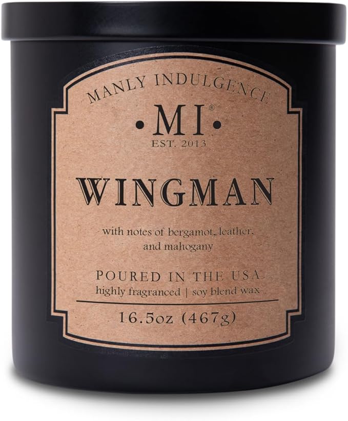 Manly Indulgence Wingman Scented Candles for Men, 2 Wick, 16.5 oz, Premium Soy Blend Wax, 60H Burn, Candles for Home Scented - Made in The USA - Bloomnest