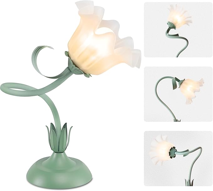 Cute Flower Desk Lamp, 3 Color Temperature Table Lamp with LED Bulb, Vintage Bedside Lamps, Reading Lamps with Soft Light for Bedroom, Living Room - Bloomnest