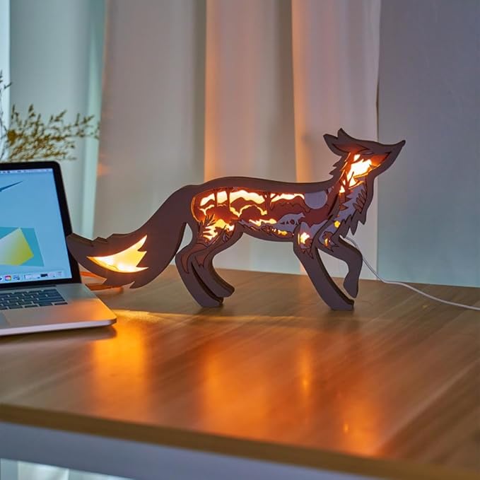 3D Wooden Animal Carving LED Night Light, Wood Carving Light, Modern Home Decoration, Decorative Tables, Cabinets, Living Rooms, Bedrooms, Offices, Farmhouses, Bookshelves, Perfect Holiday Gifts - Bloomnest