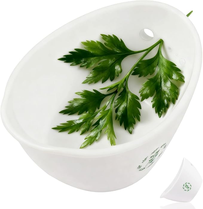 Herb Stripper Bowl with Foldable Spoon: Food-Grade Silicone Herb Stripper Tool with 304 Stainless Steel Spoon, Dishwasher Safe - Suitable for Parsley, Basil, Rosemary, Thyme & Mint - Bloomnest