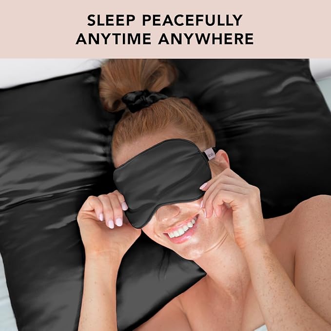 Kitsch Weighted Satin Sleep Mask - Weighted Eye Mask for Sleeping and Travel - Lavender Sleeping Mask for Women and Men - Light Blocking, Adjustable Strap, Ultra-Soft (4.1oz/116g) - Bloomnest