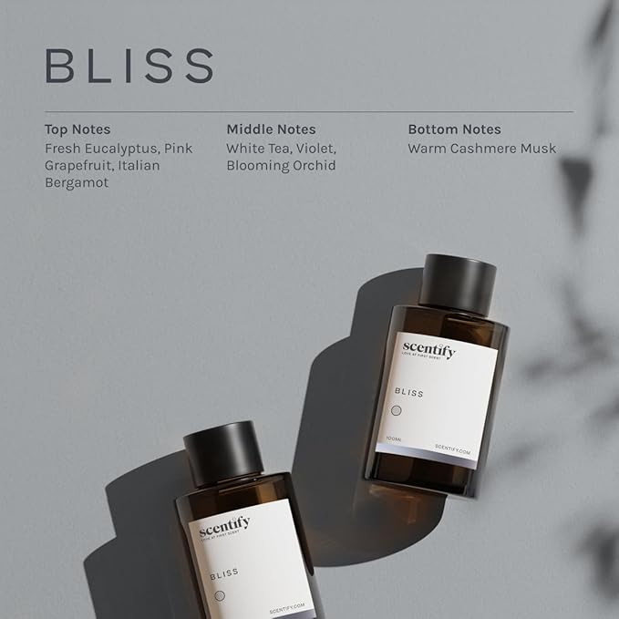 Scentify Bliss Aroma Oil Refill Scent for Oil Diffusers - Eucalyptus, Bergamot, Tea & Powdery Scents - Luxurious Relaxing Aromatherapy Diffuser Fragrance 470ml, 16 oz Scentify