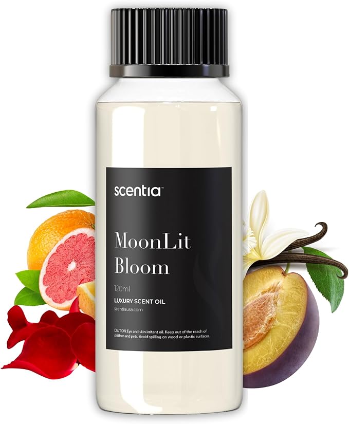 Moonlit Bloom Diffuser Oil | Romantic Essential Aromatherapy Oil for Love and Date Night | Valentine Collection with Rose Petal, Vanilla, Amber & Woods | 120ml | 4.06 Fl Oz, Thanksgiving Gift - Bloomnest