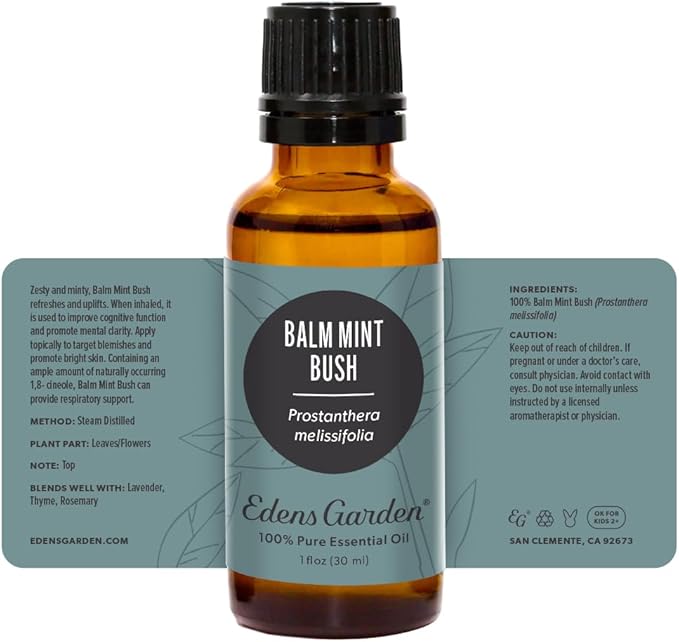 Edens Garden Balm Mint Bush Essential Oil- 100% Pure Premium Grade, Undiluted, Natural, Therapeutic, Aromatherapy, The Best for Diffuser, Skin, Laundry, Humidifiers 30 ml (1 fl oz) EdensGarden