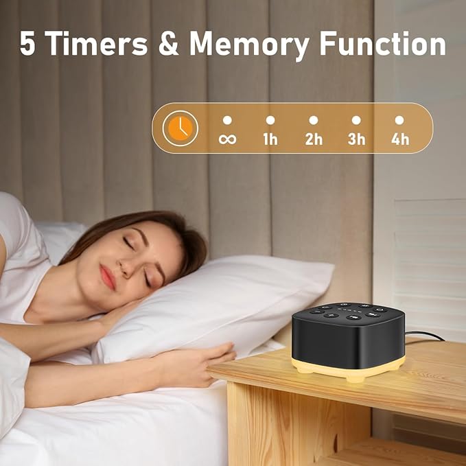 Meditation White Noise Sound Machine 30 Soothing Sounds with 32 Volume Control 12 Night Light 5 Timers Portable Sleep Machine for Travel Powered by AC or USB Sleep Therapy for Baby Kids Adults (Black) - Bloomnest