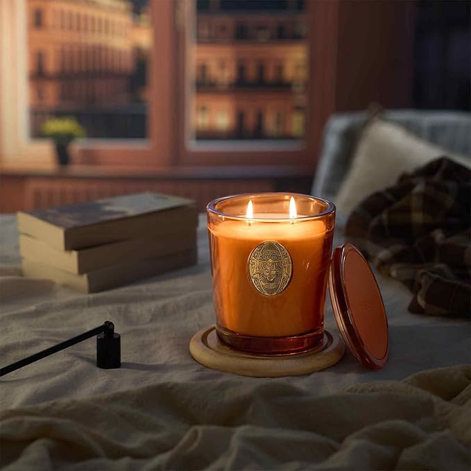 M&SENSE Large Two-Wick Soy Candle | Noir Air& Neon Orange | 19.8 oz, 120H Burn Time | Luxury Scented Candle for Relaxation, Gifting, Home Décor | Ideal for Bedroom, Office, Party Ambiance - Bloomnest