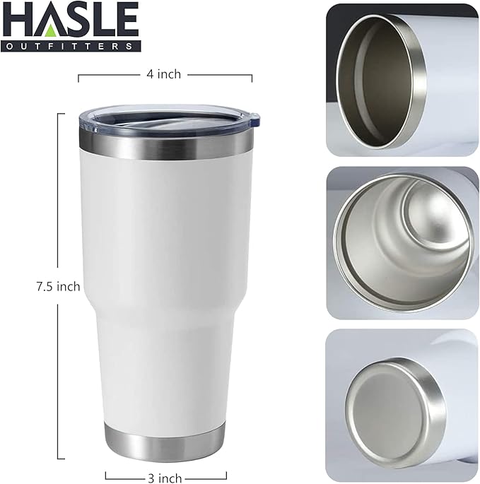 HASLE OUTFITTERS 30oz Stainless Steel Tumbler, Double Wall Vacuum Insulated Travel Mug Tumbler, Durable Insulated Coffee Mug, Gift Box Set (White, 8) - Bloomnest