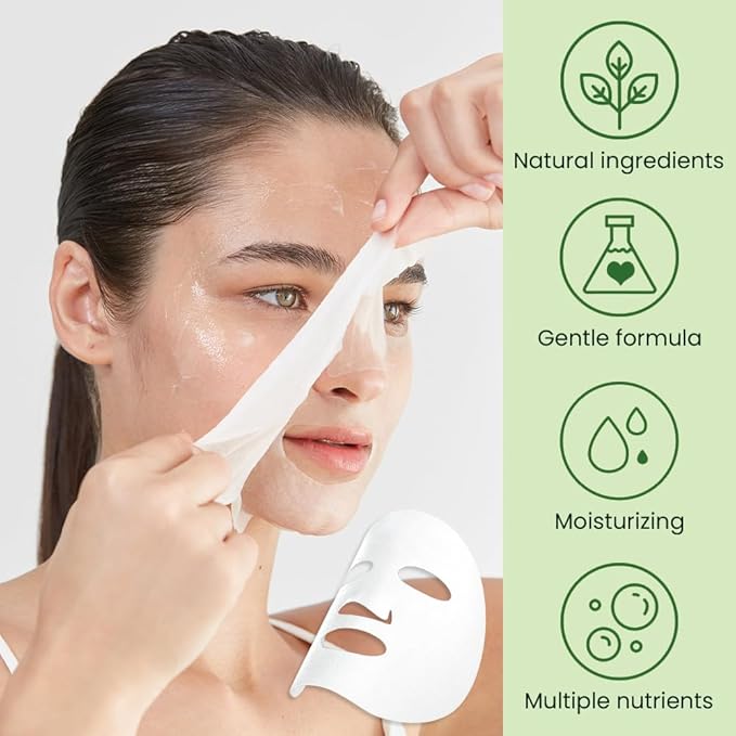 8 Pack Cucumber Face Sheet Mask Skincare,Hydrating Face Mask For Sensitive Skin,Moisturize,Soothing,Nourish for All Skin Types,Natural Spa Party Facial Mask Skincare Set for Women Men - Bloomnest