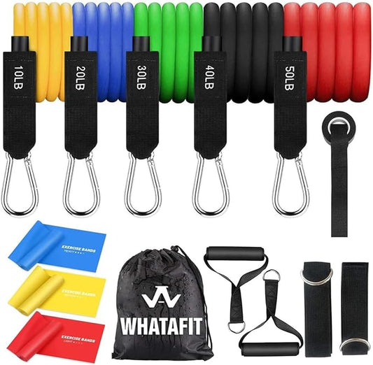 WHATAFIT Resistance Bands, Exercise Bands，Resistance Bands for Working Out, Work Out Bands with Handles for Men and Women Fitness, Strength Training Home Gym Equipment - Bloomnest