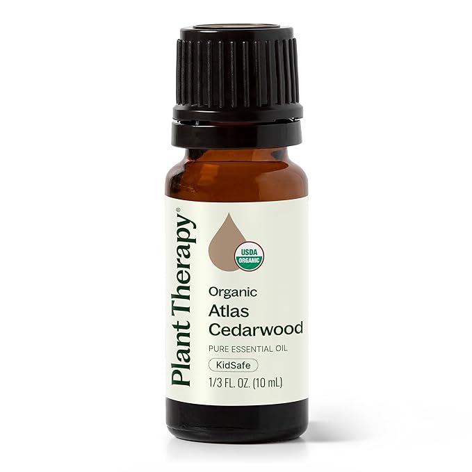 Plant Therapy Organic Atlas Cedarwood Essential Oil 100% Pure, USDA Certified Organic, Undiluted, Natural Aromatherapy for Diffusion, Skin, and Hair, Therapeutic Grade 10 mL (1/3 oz) PlantTherapy