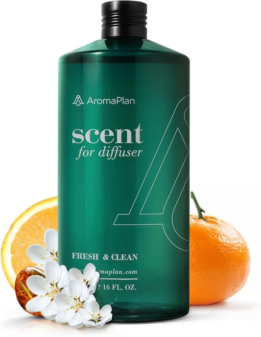 AromaPlan Scents, Clean Smelling Essential Oils, Fresh & Clean 16 Fl Oz (473ml)-Fresh Scent Essential Oil for Diffuser, USA Fragrance, Bigger Bottle, Bolder Aroma & Longer Lasting AromaPlan