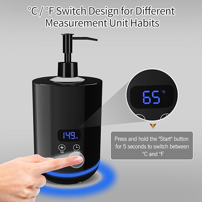 Lotion Warmer, Yofuly Massage Oil Bottle Digital Heater with Atmosphere Light, Portable Electric Cream Heated Dispenser Gua Sha Roller Kit for Spa, Salon and Home Use, Black - Bloomnest
