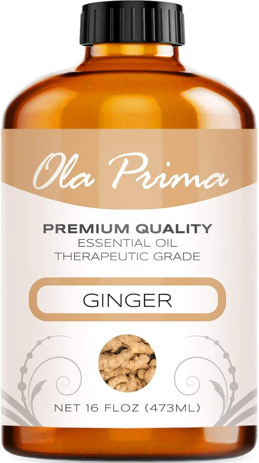 Ola Prima Ginger Essential Oil (16 oz Bulk) – Therapeutic Grade Oil for Aromatherapy, Diffusers, Cleaning, Lotions, Creams, Bath Bombs, Scrubs, & Candles - Bloomnest