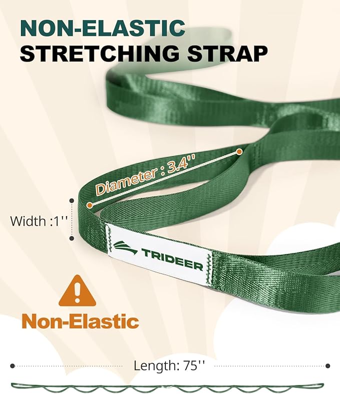 Trideer Stretching Strap Yoga Strap Physical Therapy for Home Workout, Exercise, Pilates and Gymnastics, 10 Loops Non-Elastic Stretch Bands with Aesthetic Packaging for Women & Men - Bloomnest