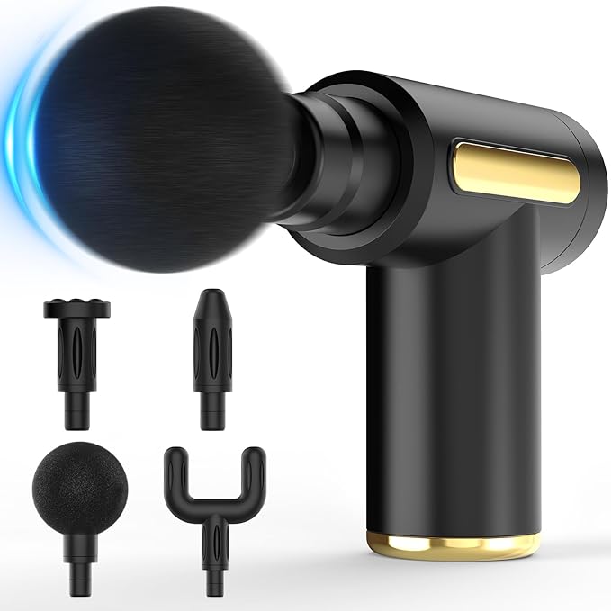 Massage Gun, Small Travel Tool, Massage Gun Deep Tissue,Percussion Handheld Portable Muscle Massager Tool for Full Body Pain Relief, Ideal Gifts for Men, Women(Black) - Bloomnest