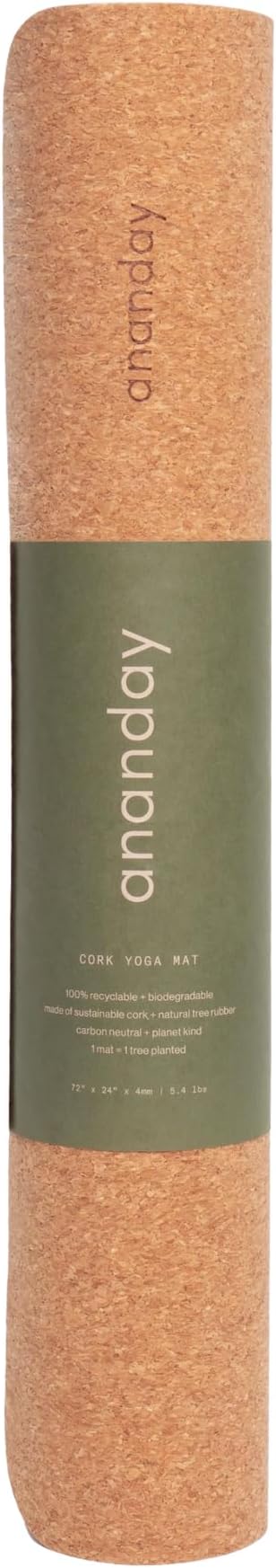 Ananday Premium Cork Yoga Mat - Sustainable, Non-Toxic & PVC-Free, Non-Slip, Perfect for Hot Yoga, Pilates & Exercise - Cushioned for Superior Comfort & Support - Bloomnest
