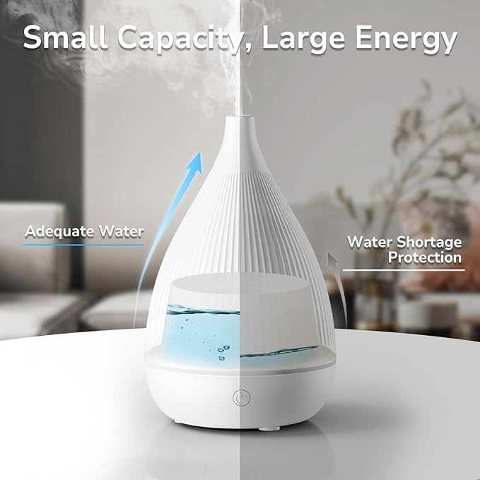 Ultrasonic Essential Oil Diffuser, Home Fragrance Aroma Diffuser with Auto Shut-Off, Color Change Night Light & Ultra-Quiet Operation, BPA-Free Portable Aromatherapy Humidifier for Home (White-2) - Bloomnest