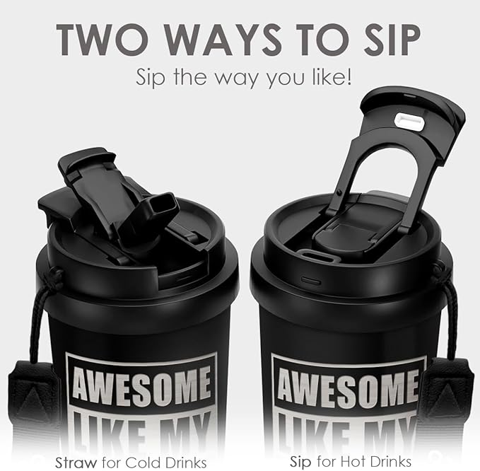 Dad Tumbler from Daughter - Stainless Steel 2-in-1 Lid Coffee Tumbler 18 oz, Awesome Like My Daughter Insulated Travel Mug Gift for Men Husband Dad, Birthday Christmas Father's Day - Bloomnest