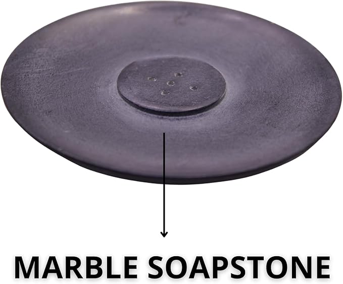 Handmade Natural Grey Marble Incense Stick Holder - Round Incense Burner With Multiple Holes For Incense Sticks. Decorative Ash Catcher For Home and Office Decor. (4 inch Diameter, Grey) - Bloomnest