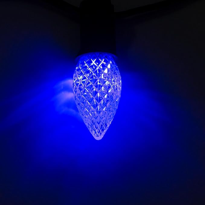 Meconard C7 Led Replacement Christmas Light Bulbs, C7 Shatterproof Led Bulbs for Christmas Indoor Outdoor String Lights, E12 Candelabra Base, Commercial Grade Holiday Bulbs, Blue, 25 Pack - Bloomnest