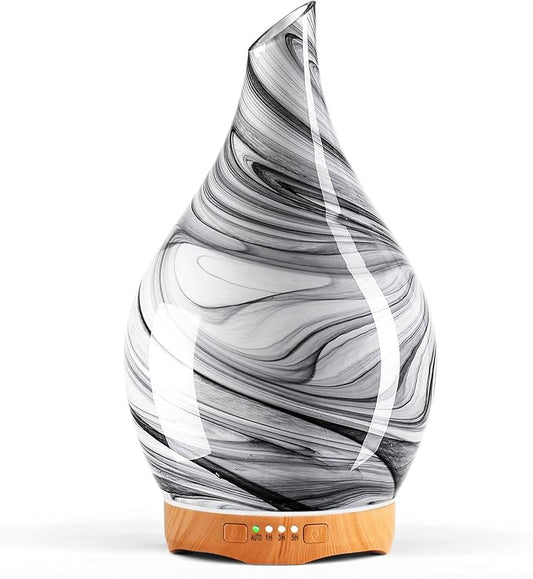 Porseme 280ml Essential Oil Diffuser Glass Color Changing Aroma Air Diffusers Aromatherapy Ultrasonic Cool Mist Humidifier 7 Running Hours Waterless Auto-Off for Sleeping, Yoga, Office, Spa (Ink) - Bloomnest