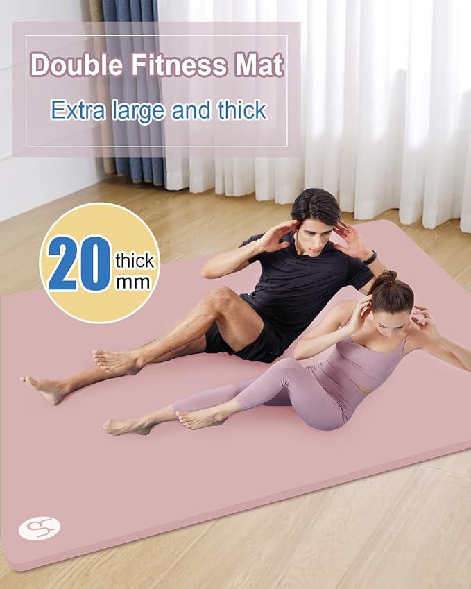 Large Yoga Mat 78"x 51" 20mm/15mm/10mm Thick Workout Mats for Home Gym, Extra Wide Workout for Women Men Gym Flooring Exercises - Bloomnest