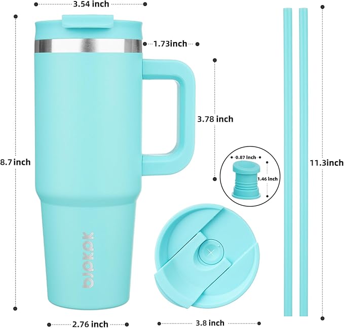 BJPKPK 30 oz Insulated Tumbler With Lid And Straw Stainless Steel Tumblers Cup With Handle For Women And Men,Turquoise BJPKPK