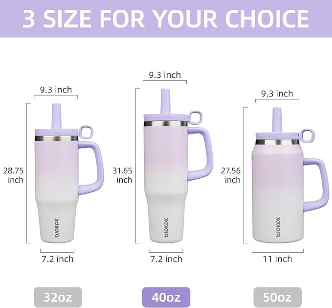 BJPKPK Insualted Tumblers with Handle and Straw 40oz Stianless Steel Travel Coffee Mug Thermal Cups with Lid,Purple Pearl - Bloomnest