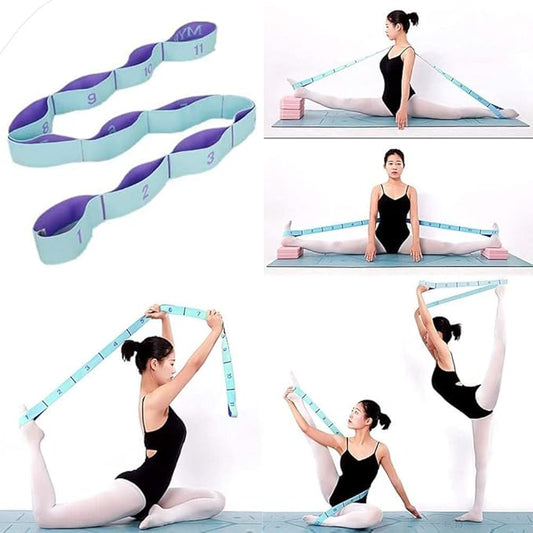 Stretch Straps, Elastic Stretching Strap with Adjustable 11 Loops, Fitness Leg Stretch Band Equipment Flexibility Trainer Resistance Stretch Assist Belt, for Physical Therapy, Pilates, Yoga, Ballet - Bloomnest
