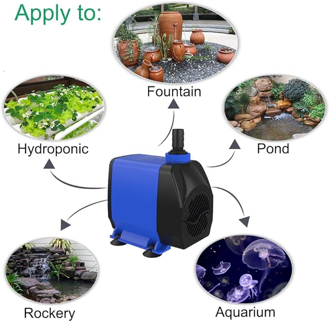 Submersible Pump 1056GPH (4000L/H 85W) Ultra Quiet with Over Heating Protection 9.8ft Power Cord for Fountains, Hydroponics, Ponds, Aquariums & More… - Bloomnest