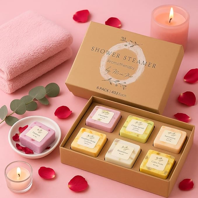 Premium Organic Shower Steamer- Shower Steamers Aromatherapy Essential Oil Infused, 6 Cubes Body Restore Shower Steamers Spa Gifts for Women, Shower Bomb - Bloomnest