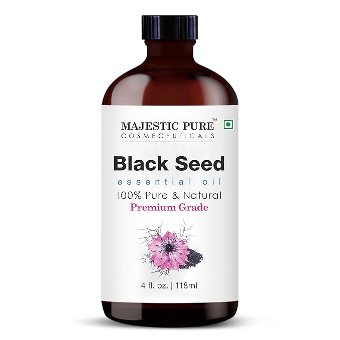 Majestic Pure Black Seed Essential Oil with Glass Dropper - Huge 4 Fl Oz - 100% Pure and Natural Black Pepper Oil - Premium Grade Essential Oils for Diffuser, Aromatherapy, Soap and Candle Making - Bloomnest