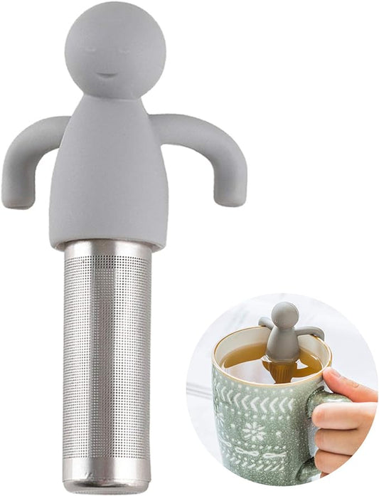 Leden Tea Infuser for Loose Leaf Tea Cute Tea Strainer Ball Stainless Steel Extra Fine Mesh Tea Steeper Filter for Cup Mug Silicone Handle Grey - Bloomnest