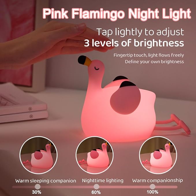 Flamingo Night Light,Dimmable Silicone Animal Nursery Night Light,Pink Flamingo Lamp Decor for Kids Room Bedroom,Birthday Christmas Unique Gift for Kids boy Girls - Bloomnest