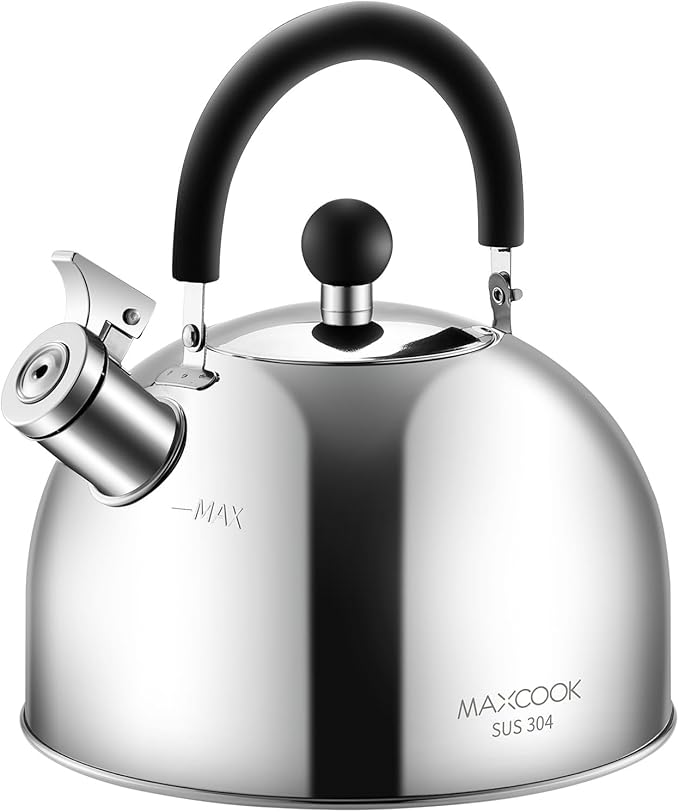 304 Stainless Steel Whistling Tea Kettle 3.17 Quart/3L Tea Pot, Suitable to Boiling Water & Tea on Induction Stove, Gas Stove Top - Bloomnest