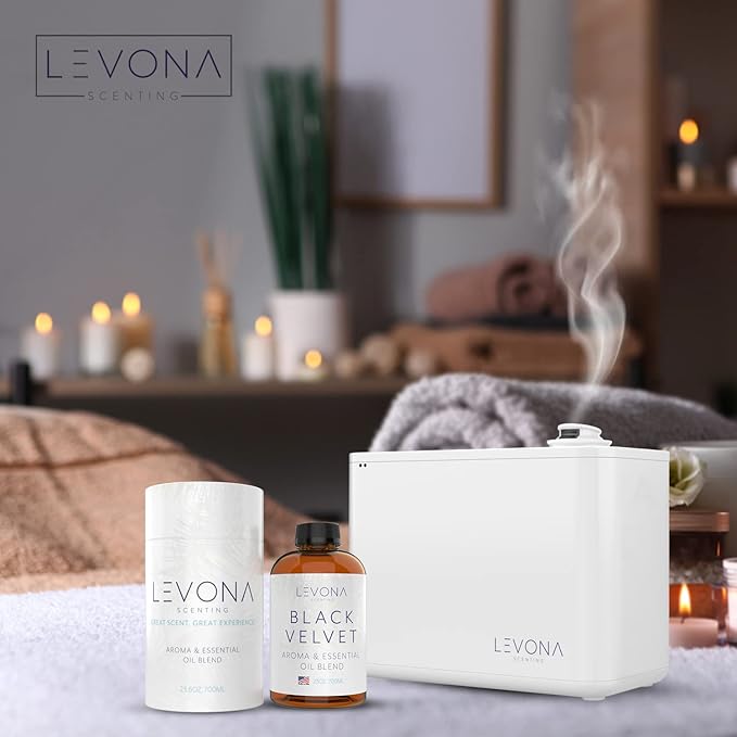 Levona Scents Oil Diffuser Essential Oils: Fragrance Oil for Diffuser - Black Velvette Diffuser Oils Scents - Woody Citrus with Herbal Floral Essential Oil Blends, Oakmoss, White Musk & Sandalwood LEVONASCENT