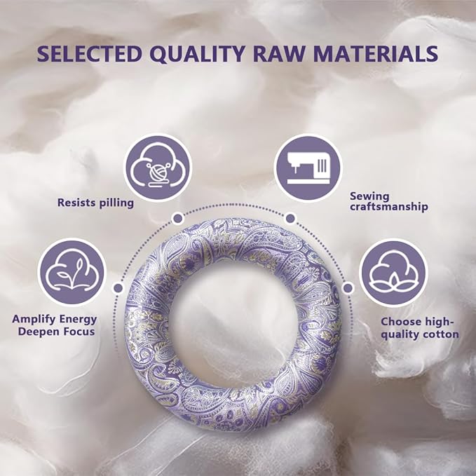 Singing Bowl Cushion for Tibetan Singing Bowls, Handmade Silk Brocade Round Cushion Pillow for Sound Healing and Crystal Sound Bowls Accessories(6.7 Inch,Violet) - Bloomnest