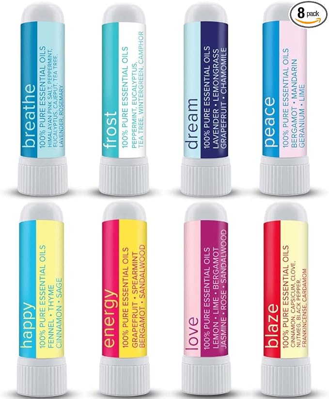 MOXĒ Nasal Inhaler Bundle, 8 Essential Oil Blends, Aromatherapy Sticks, Warming & Cooling Fragrances, Undiluted Oil, Natural Ingredients, Made in USA - Bloomnest