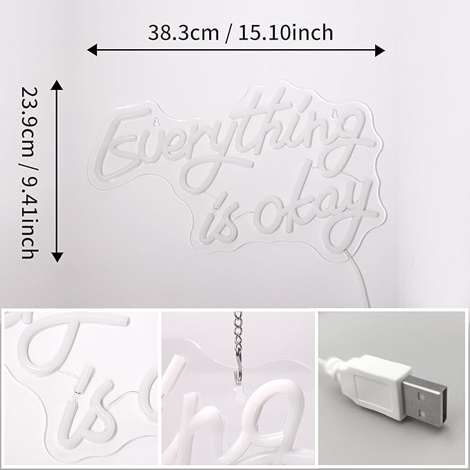 Attivolife Everything Neon Sign for Wall Decor, Light up Inspire LED Lamp with Dim USB Powered, Encourage Gifts Unique Decor for Home Living Room Shop Teahouse Birthday Christmas Day - Bloomnest