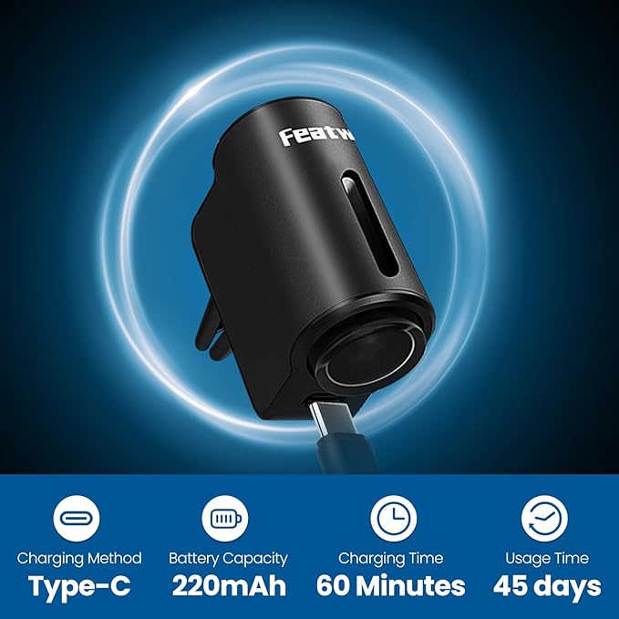 Featwell Car Air Freshener, Three Adjustable Modes Intelligent Car Aroma Diffuser, Rechargeable Car Aroma Diffuser, Black - Bloomnest